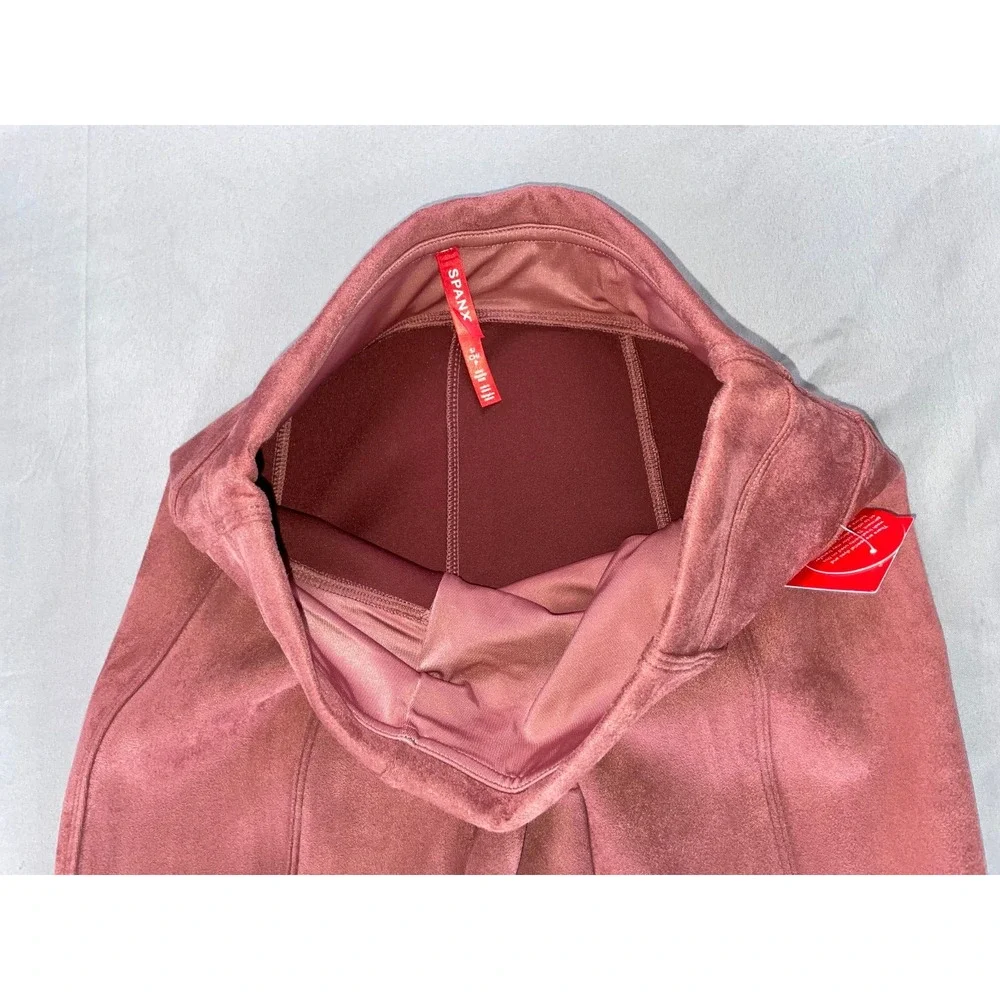 Spanx Faux Suede Pull On Leggings In Rich Rose. Women's Size XSP, NWT!! - Picture 3 of 5